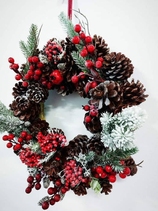 Coronita Craciun, 35 cm, tematica macese, handmade [4]