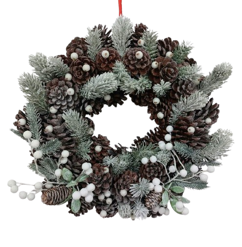 Coronita de Craciun, handmade, brad alb, conuri, 35 cm [1]