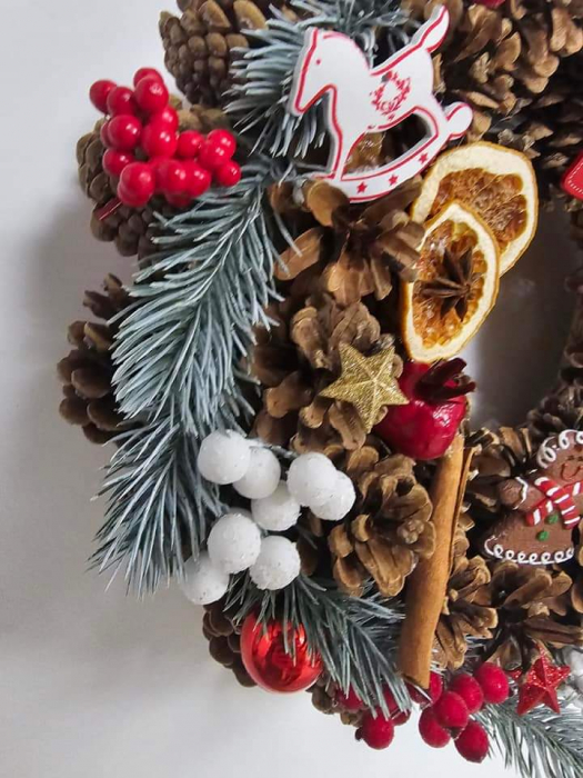 Coronita handmade, de Craiciun, 35 cm, elemente naturale [4]