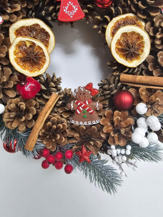 Coronita handmade, de Craiciun, 35 cm, elemente naturale [5]