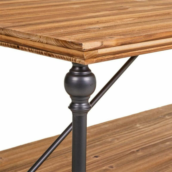 Masa de Cafea  Living Maro Negru Gri Fier Lemn de brad 60 x 50 x 121 cm [4]