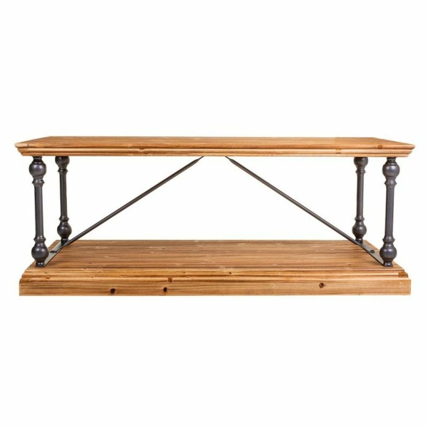 Masa de Cafea  Living Maro Negru Gri Fier Lemn de brad 60 x 50 x 121 cm [7]