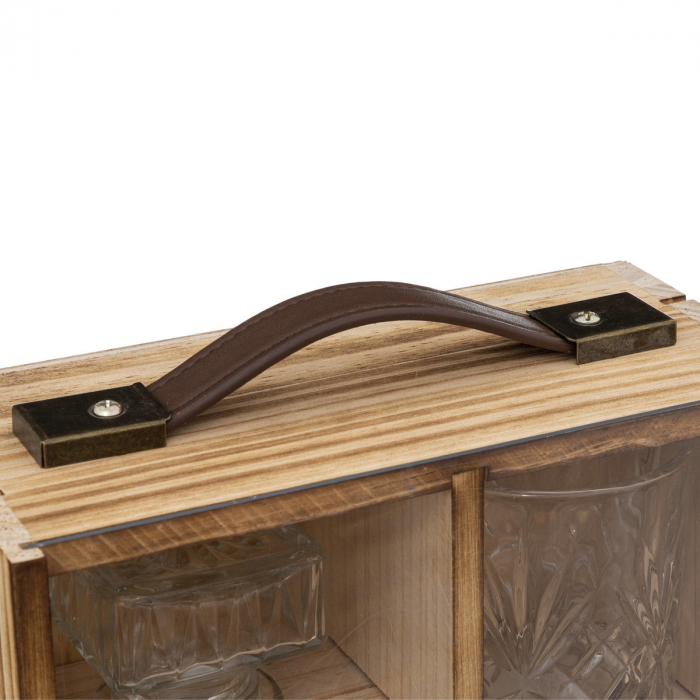 Set pentru whisky in cutie de lemn, 2 pahare+1 sticla whisky [2]