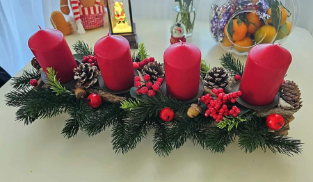 Aranjament Craciun, dreptunghiular, suport lumanari, 30 cm [2]