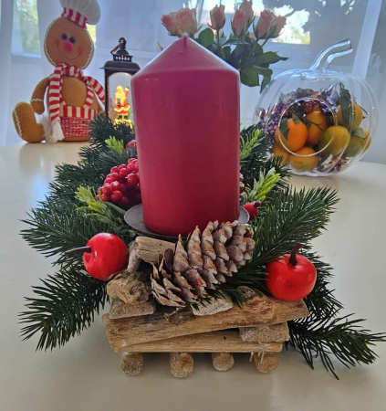 Aranjament Craciun, dreptunghiular, suport lumanari, 30 cm [3]