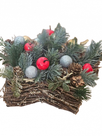 Articole Craciun - Aranjament de Craciun  in forma de stea cu suport lumanare