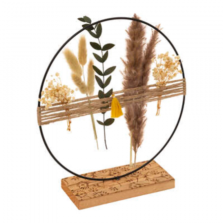 Cadouri - Aranjament flori uscate, suport din lemn, home deco