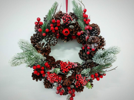 Coronita Craciun, 35 cm, tematica macese, handmade [1]