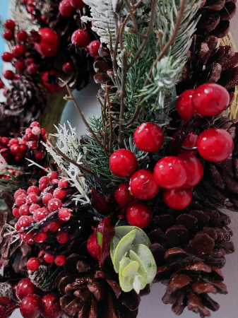 Coronita Craciun, 35 cm, tematica macese, handmade [4]