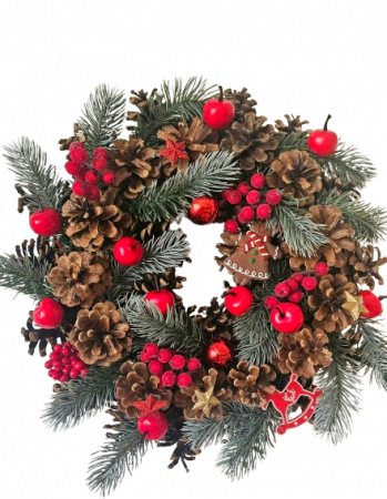 Articole Craciun - Coronita de Craciun, handmade, macese, 30 cm