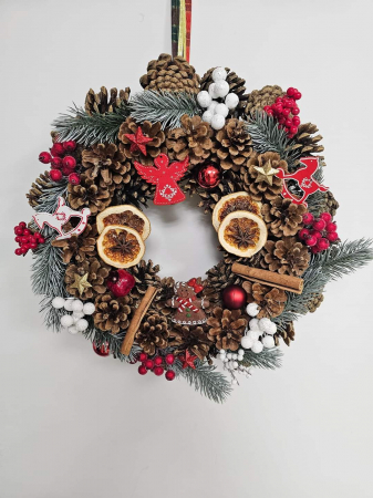 Coronita handmade, de Craiciun, 35 cm, elemente naturale [2]