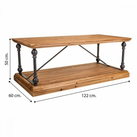 Masa de Cafea  Living Maro Negru Gri Fier Lemn de brad 60 x 50 x 121 cm [1]