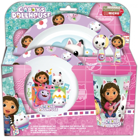 Articole copii - Set de veselă pentru copii Gabby's Dollhouse Party (5 Piese)