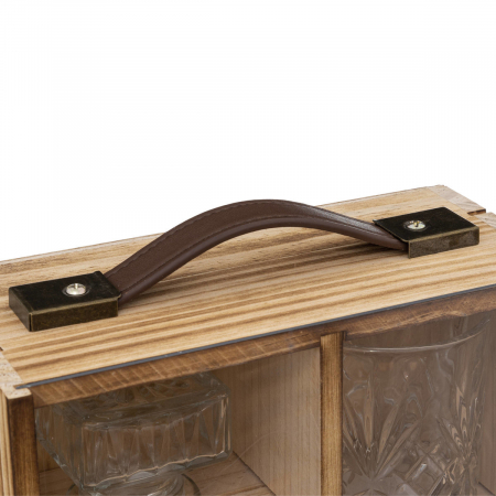 Set pentru whisky in cutie de lemn, 2 pahare+1 sticla whisky [1]