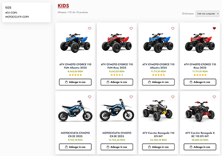 ATVSSVSHOP - Kids ATV-uri si Motociclete CFMOTO Categorie