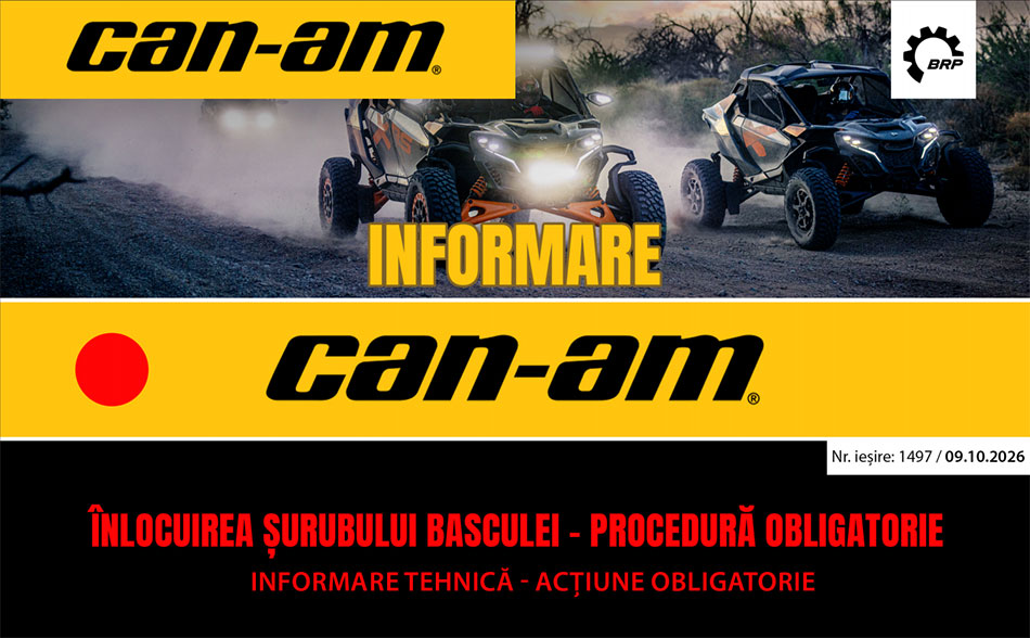 CAN-AM: Inlocuirea surubului de fixare al basculei SSV este obligatorie la fiecare interventie