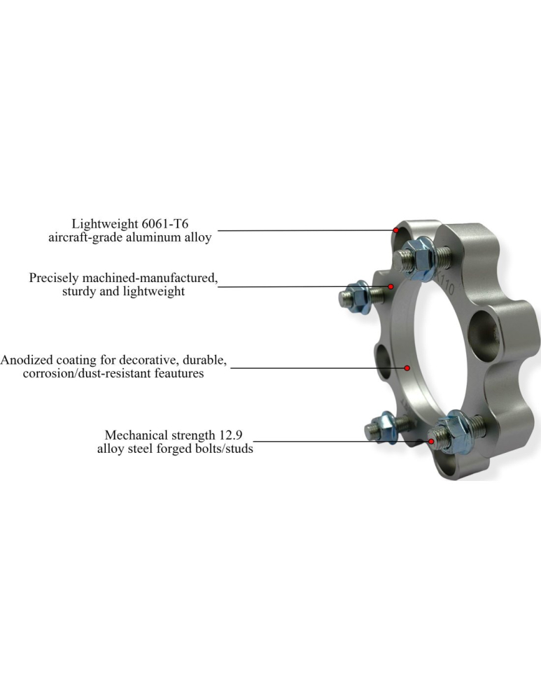 Distantiere Roti ATV 4/110 25mm Silver – CFMOTO / Yamaha / Suzuki (Prezon M10x1.25) [2]