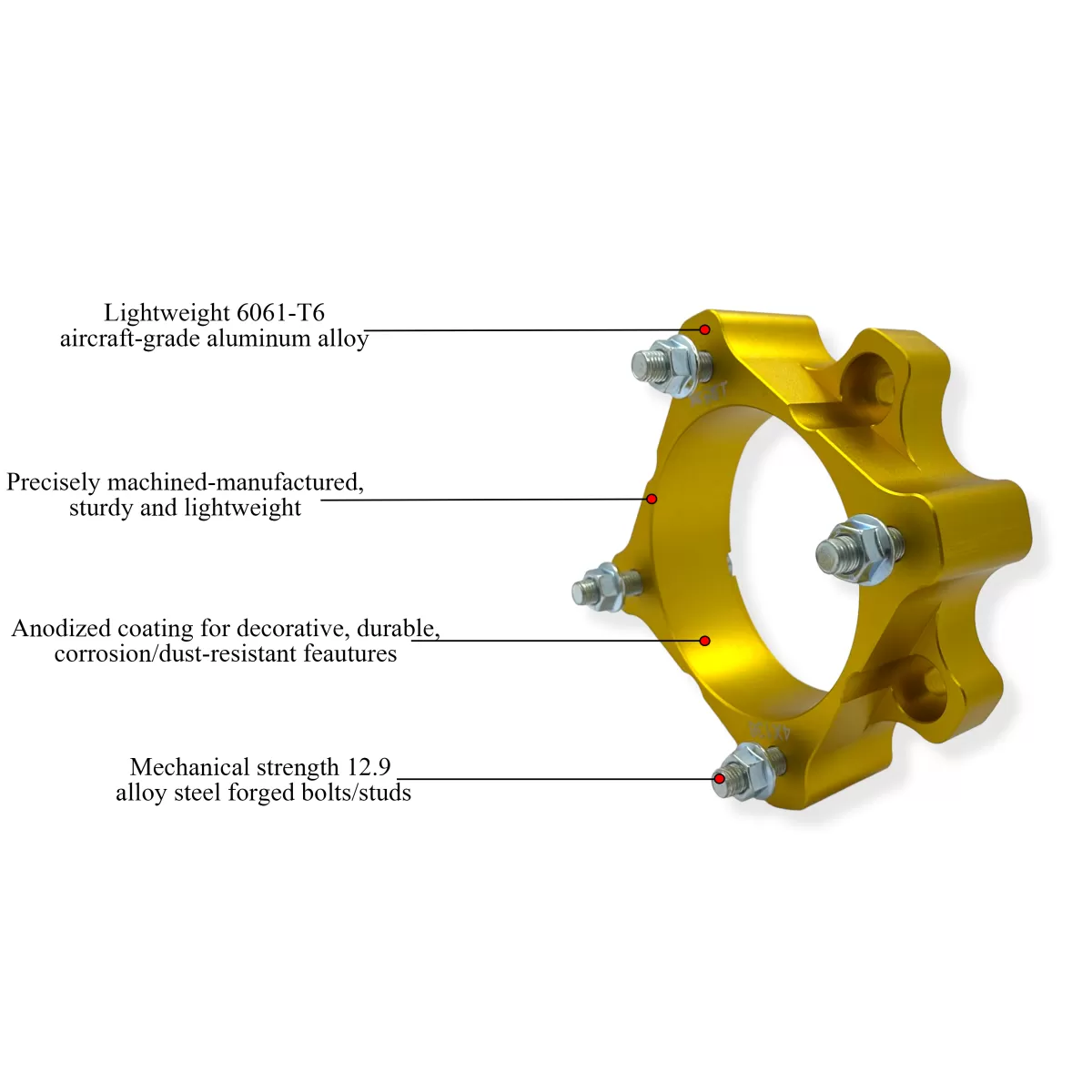 Distantiere Roti ATV 4/136 35mm Galben – Can-Am / Bombardier (Prezon M10x1.25) [2]
