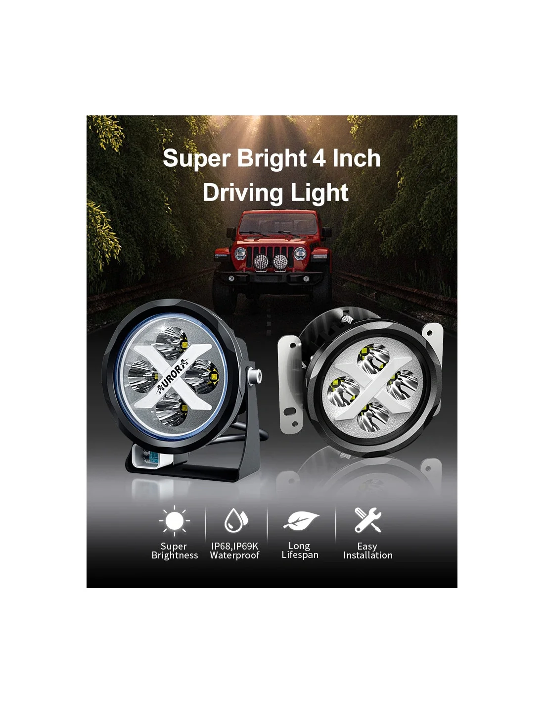 Proiector LED Aurora 40W 10.16cm (SET 2 BUC) – Accesoriu ATV SSV Off-Road [5]