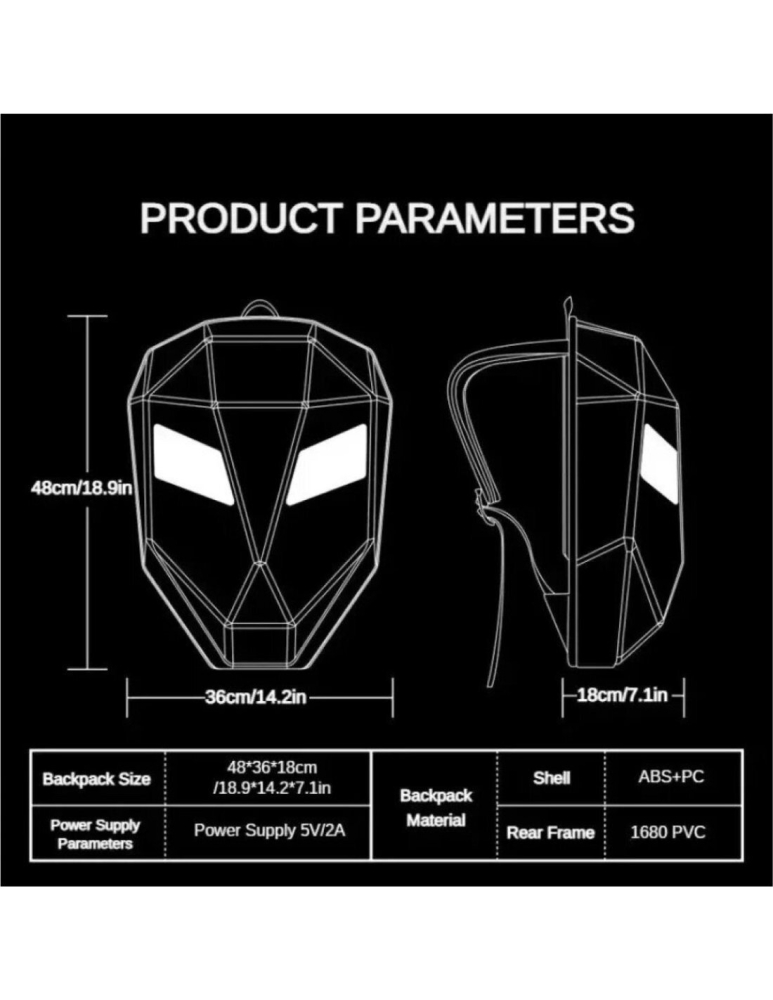 RUCSAC RIGID CU ECRAN LED SI BLUETOOTH - DEVIL EYES 36x18x48 cm - MULTICOLOR - MOTOCICLETA / ATV / BICICLETA / TROTINETA [4]
