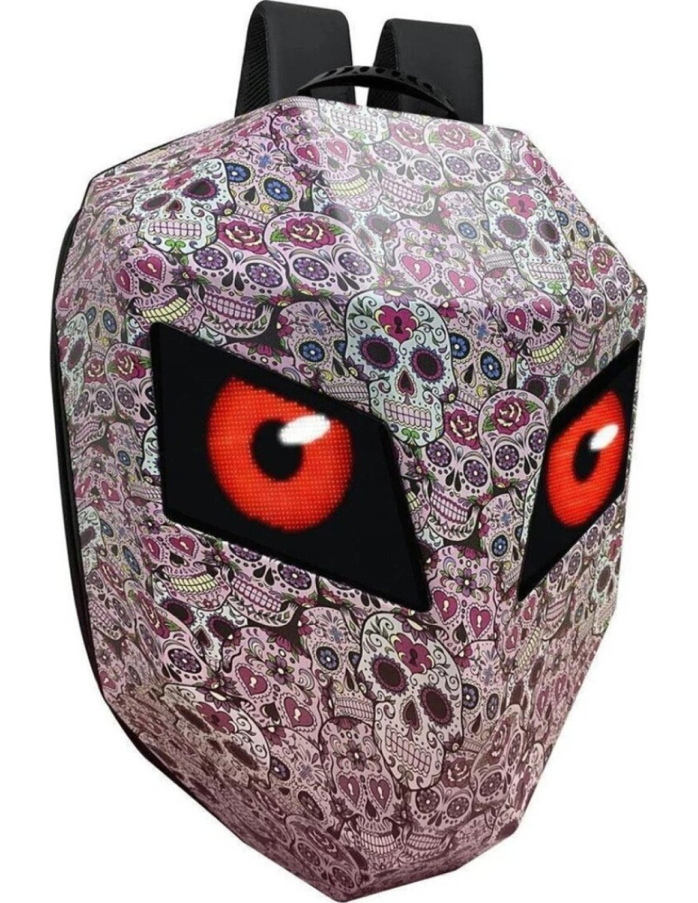 RUCSAC RIGID CU ECRAN LED SI BLUETOOTH - DEVIL EYES 36x18x48 cm - MULTICOLOR - MOTOCICLETA / ATV / BICICLETA / TROTINETA [1]