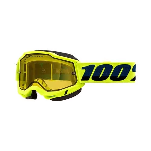 ECHIPAMENTE - 100% OCHELARI 100% ACCURI 2 SNOWMOBILE FLUO YELLOW - YELLOW VENTED DUAL LENS