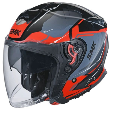ECHIPAMENTE MOTO - CASCA SCUTER OPEN FACE SMK GRI / ROSU XS