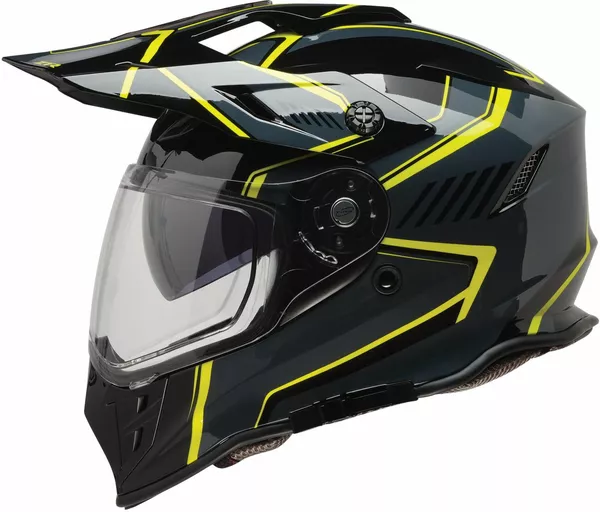 Cască Z1R Range 2.0 Voyager – Full-Face, Gri Închis / Verde Hi-Viz