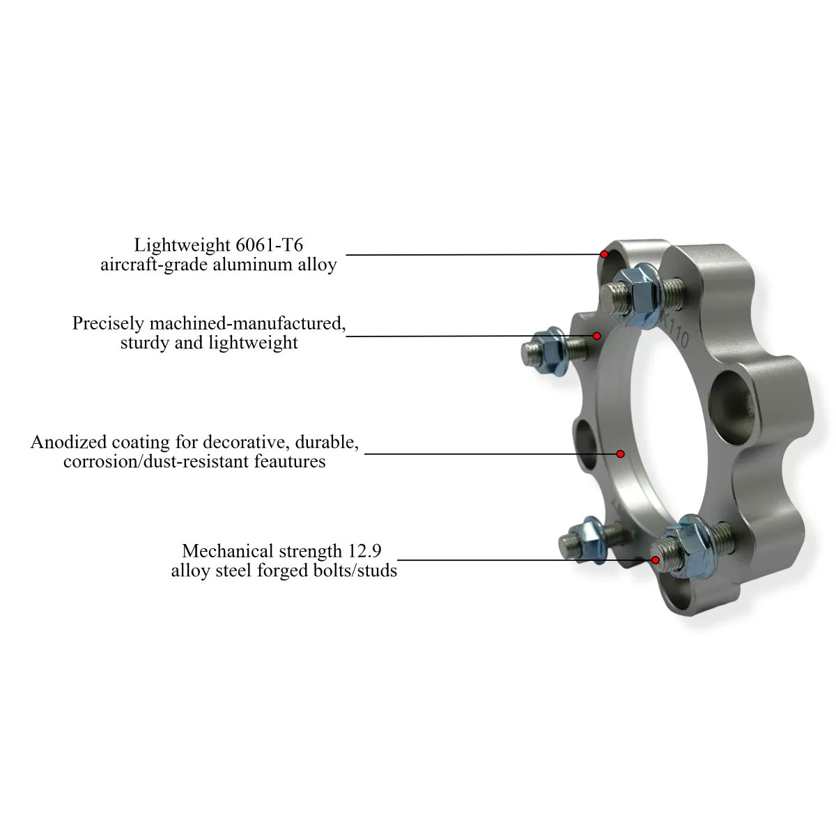 DISTANTIERE ROTI ATV 4/110 30MM SILVER – CFMOTO / YAMAHA / SUZUKI (PREZON M10x1.25) [1]