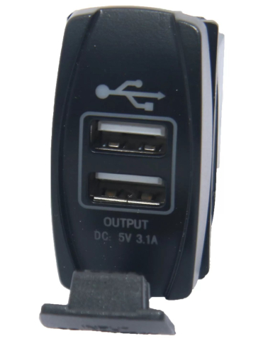 PIESE - INCARCATOR USB 12V FAST CHARGING (DUBLU, CU LED ALBASTRU)