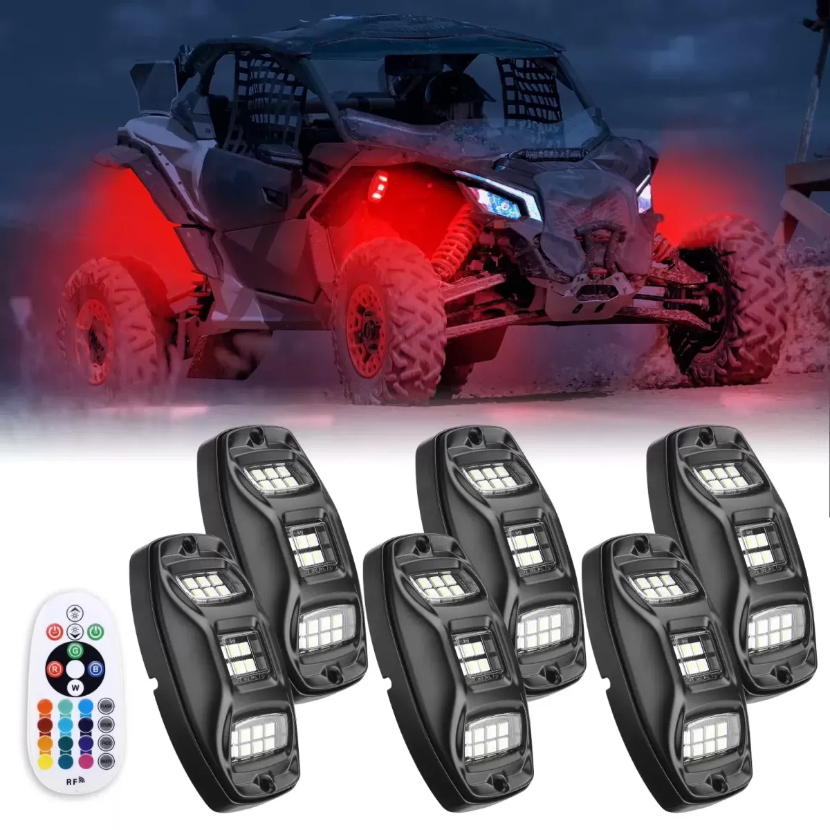 PROIECTOARE LED ATV UTV - Rock Lights RGB pentru SSV / UTV / ATV / Jeep - 6 BUC