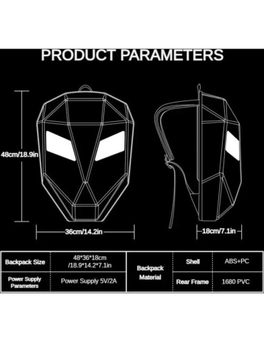 RUCSAC RIGID CU ECRAN LED SI BLUETOOTH - DEVIL EYES - MULTICOLOR - MOTOCICLETA / ATV / BICICLETA / TROTINETA [4]