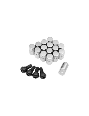 PIESE - SET PIULITE JANTA CROM 3/8 (SET 16 BUC) + 4 VALVE
