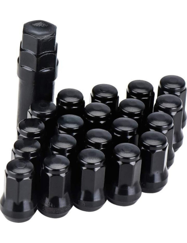 PIESE - SET PIULITE JANTA NEGRE M12x1.5 (20 BUC + CHEIE TUBULARA) THE BEAST