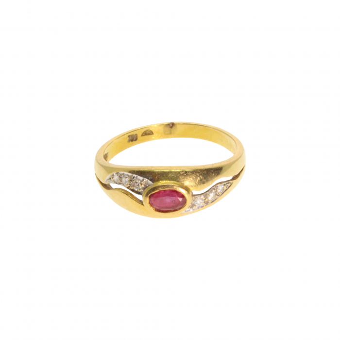Inel aur galben 18K cu rubin si diamante [1]