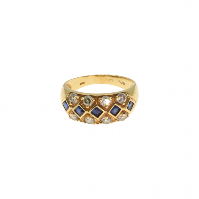 Inel aur galben 18K cu safire si diamante [1]