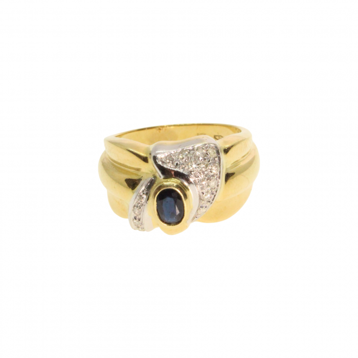 Inel aur galben 18K cu safire si diamante [1]