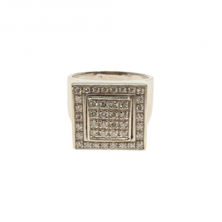 Inele - Inel aur alb 18K cu diamante