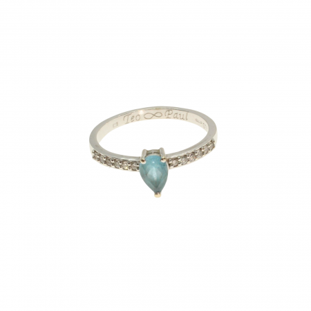 Inele - Inel aur alb 18K cu diamante si aquamarin