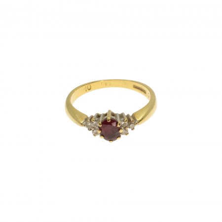 Inele - Inel aur galben 18K cu rubin si diamante