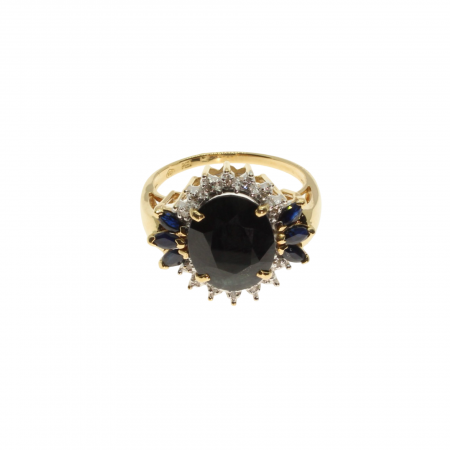 Inele - Inel aur galben 18K cu safire si diamante