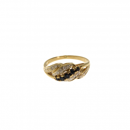 Inele - Inel aur galben 18K safie, diamante