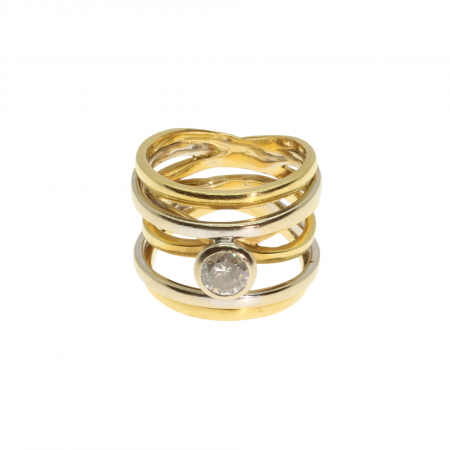 Inele - Inel aur galben si alb 18K cu diamant