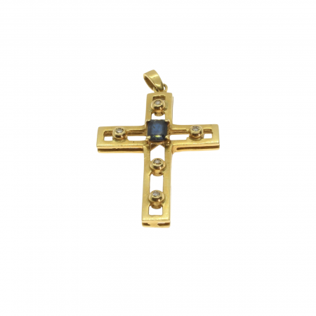 Pandantive - Pandantiv aur galben 18K safir si diamante