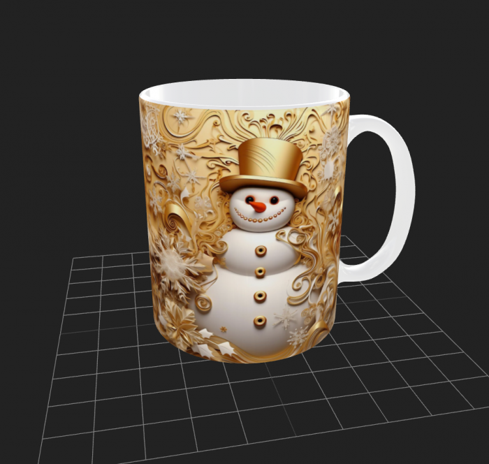 Cana cu om de zăpadă fundal auriu [1]