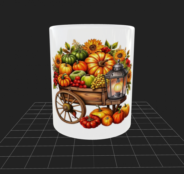 Cana alba  cărucior cu felinar și dovleci [1]