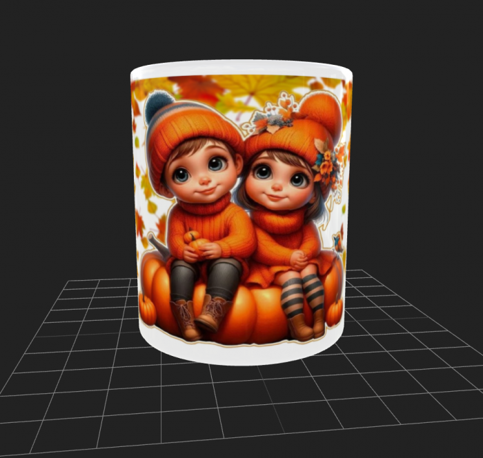 Cana alba copii șezând pe dovleac [1]