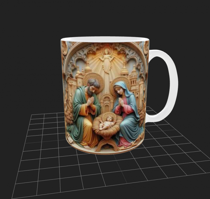 Cana alba cu motiv religios de sarbatori [1]