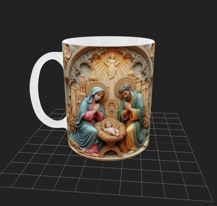 Cana alba cu motiv religios de sarbatori [2]