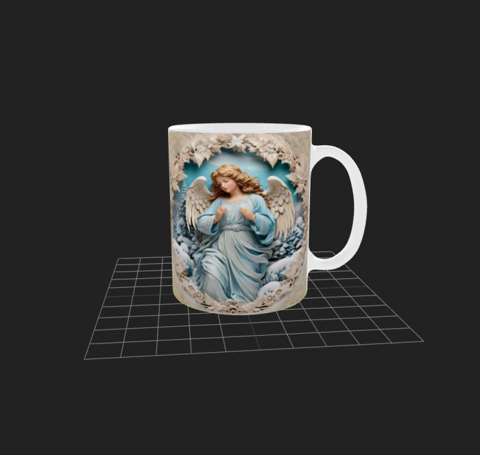 Cană albă cu motiv religios - Înger [1]